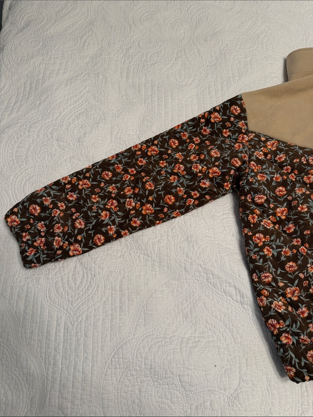 ODDY Brown Floral Quilted Puffer Jacket with Tan Yoke - Picture 6 of 6